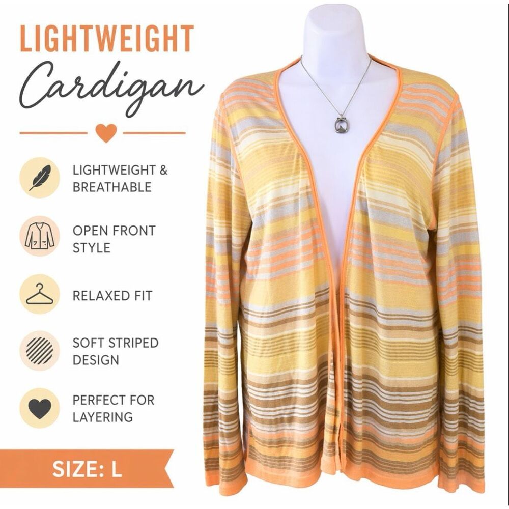 Paola Tedesco Orange Yellow Brown Cardigan Womens Sweater Italy Sz 44 US Sz L
